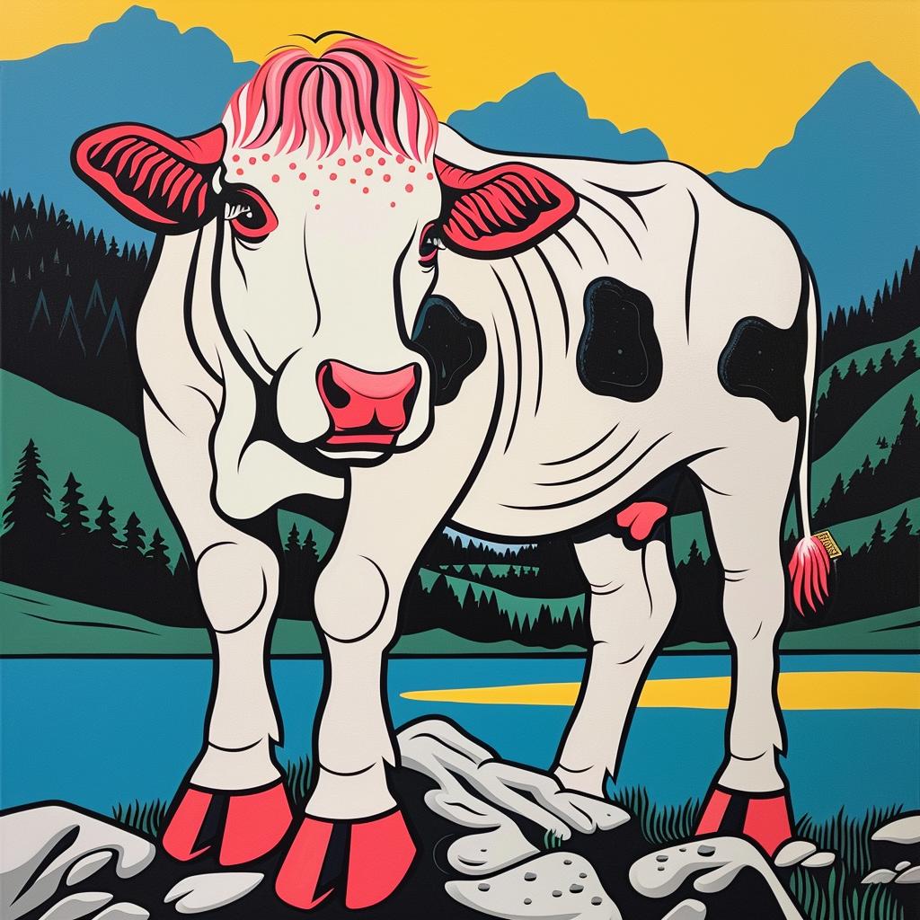 cow  painting  red  nose  animal  portrait  colorful  whimsical  artistic  friendly 973255