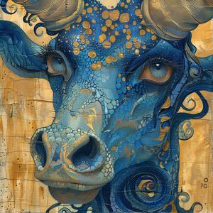 centaur  portrait  vintage  comic  Psychedelic  ArtNouveau  Surrealism  pointillism  blue  goat 1076893