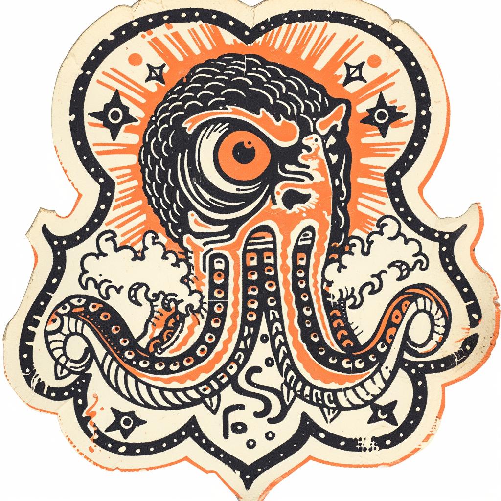 octopus  sticker  graphic  bold  symmetrical  artnouveau  black  orange  minimal  tattoo 941511