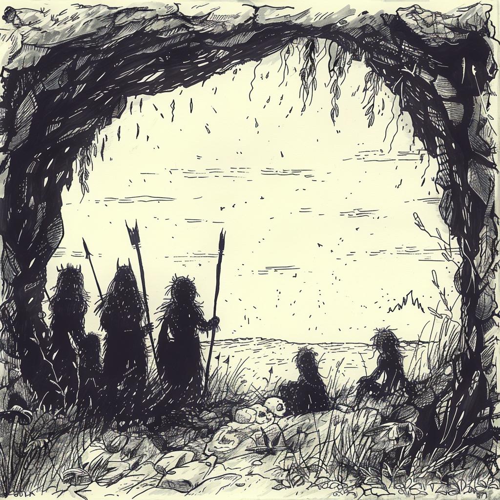 cave  natives  silhouette  entrance  fantasy  illustration  dark  mythology  hobbit  adventure 953637