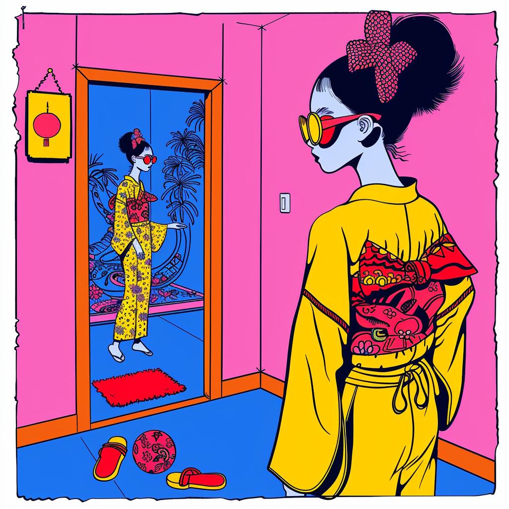 Japanese  lifestyle  woman  mirror  fashion  colorful  contemporary  portrait  reflection  culture 1021491