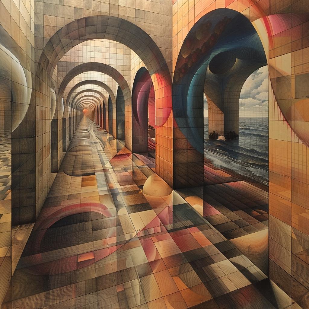tunnel  arches  bridge  retrofuturism  painting  perspective  urban  details  aesthetic  theory 944412