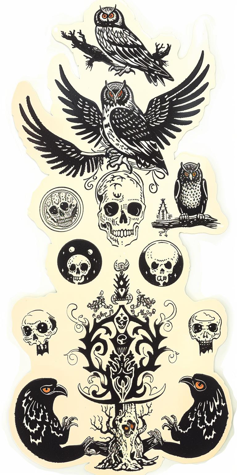 owl  skull  symbols  sticker  provocative  dark  arts  occult  spiritual  naturalistic 935774