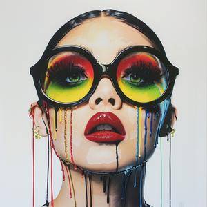 Pop  Art  brunette  model  colorful  dripping  makeup  airbrush  portrait  vivid 1073549