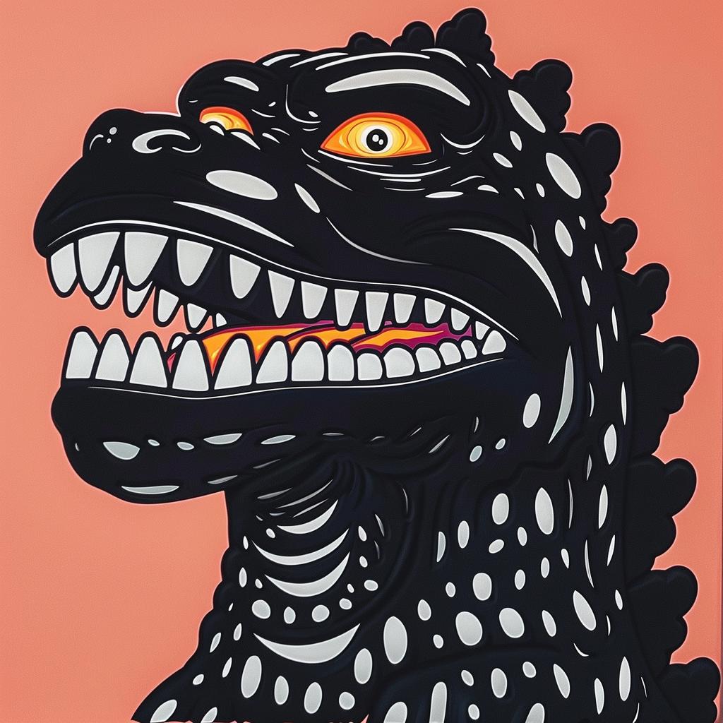 Godzilla  painting  orange  black  monster  art  vibrant  dynamic  fantasy  popculture 973081