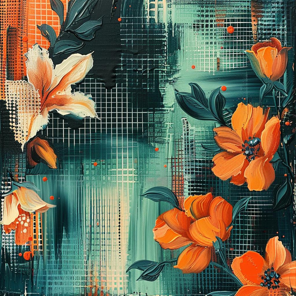 abstract  flowers  orange  leaves  hues  nature  floral  pattern  vibrant  art 963609