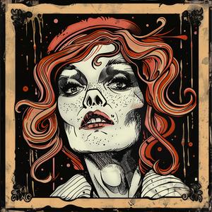 woman  red  hair  skull  face  poster  illustration  artwork  style  design 1063933