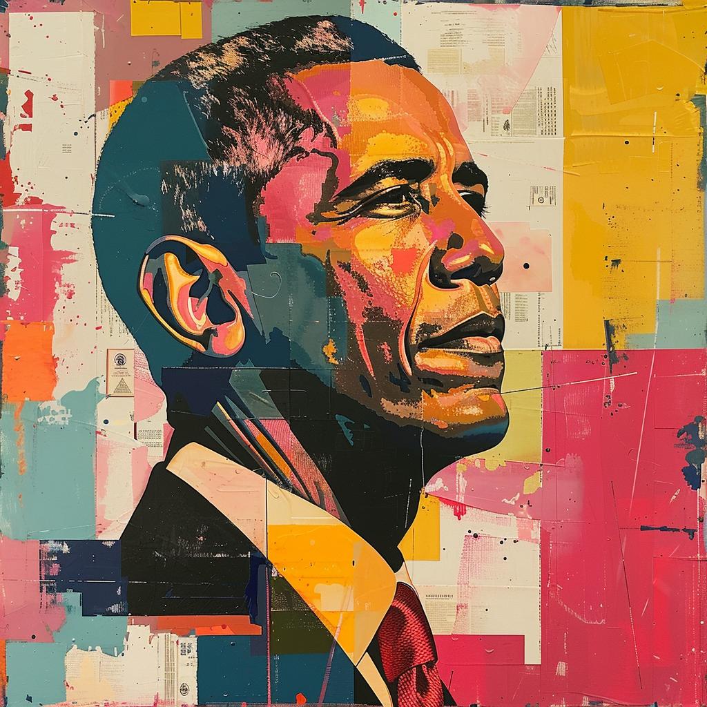 Obama  portrait  painting  colorful  squares  abstract  vibrant  textured  composition  political 938578