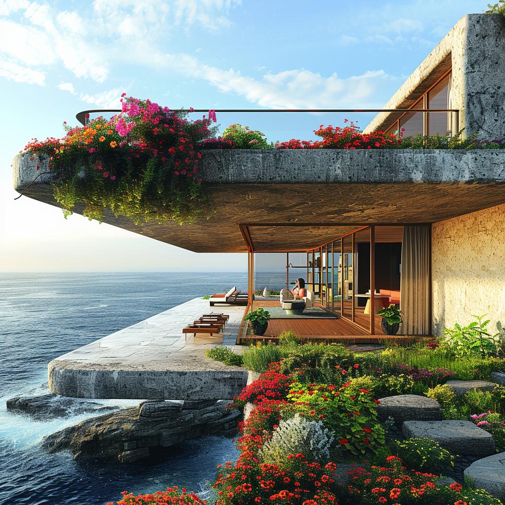 منزل لوكوربوزييه، تصميم معماري على المحيط، منظر ساحلي، تصميم هادئ، منظر طبيعي حديث 1036380
