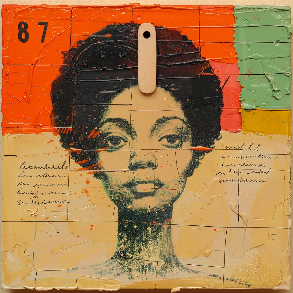 encaustic  painting  woman  afro  colorful  texture  art  palette-knife  impasto  Joan 1016175