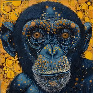 chimp  portrait  vintage  comics  surrealism  pointillism  art  yellow  dots  graphic 1076858