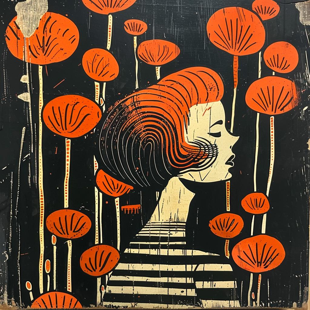 painting  woman  flowers  black  background  Isabelle  Arsenault  style  floral  vibrant 926397
