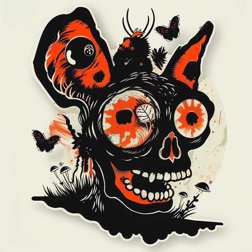 skull  orange  eyes  nose  surreal  vintage  illustration  tattoo  flash  dark 927690