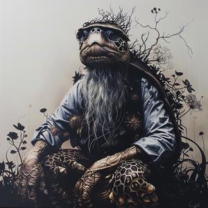 رسم لحية سلحفاة وقبعة، شخصية، طبيعة خيالية، رسم توضيحي، فن سريالي 1072116
