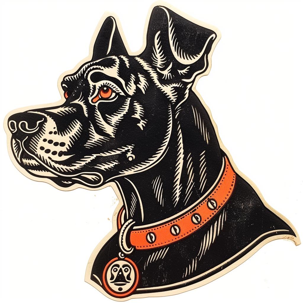 great  dane  sticker  dog  black  collar  white  background  pet  adorable 942863