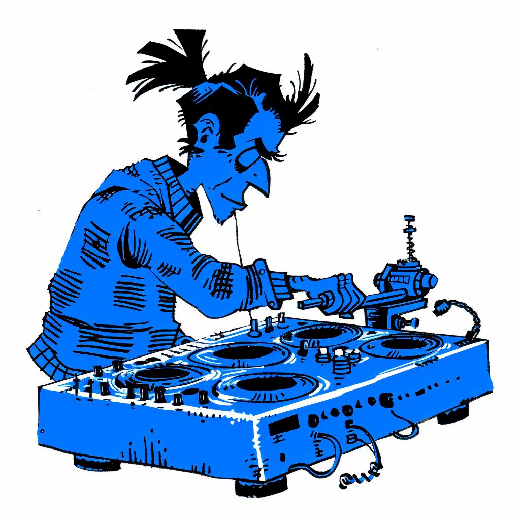 DJ  hip-hop  turntable  music  cartoon  mixing  console  vibrant  dynamic  performance 1027897