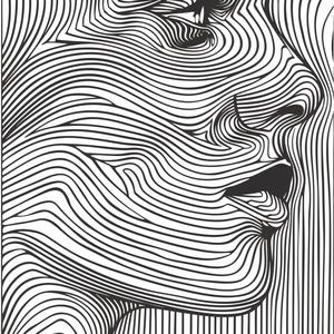 2D  vector  art  line  black  white  abstract  drawing  face  profile 1080099