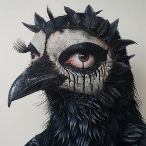 DADA  crow  creature  four  eyes  dripping  airbrush  art  black  feathers 1072787