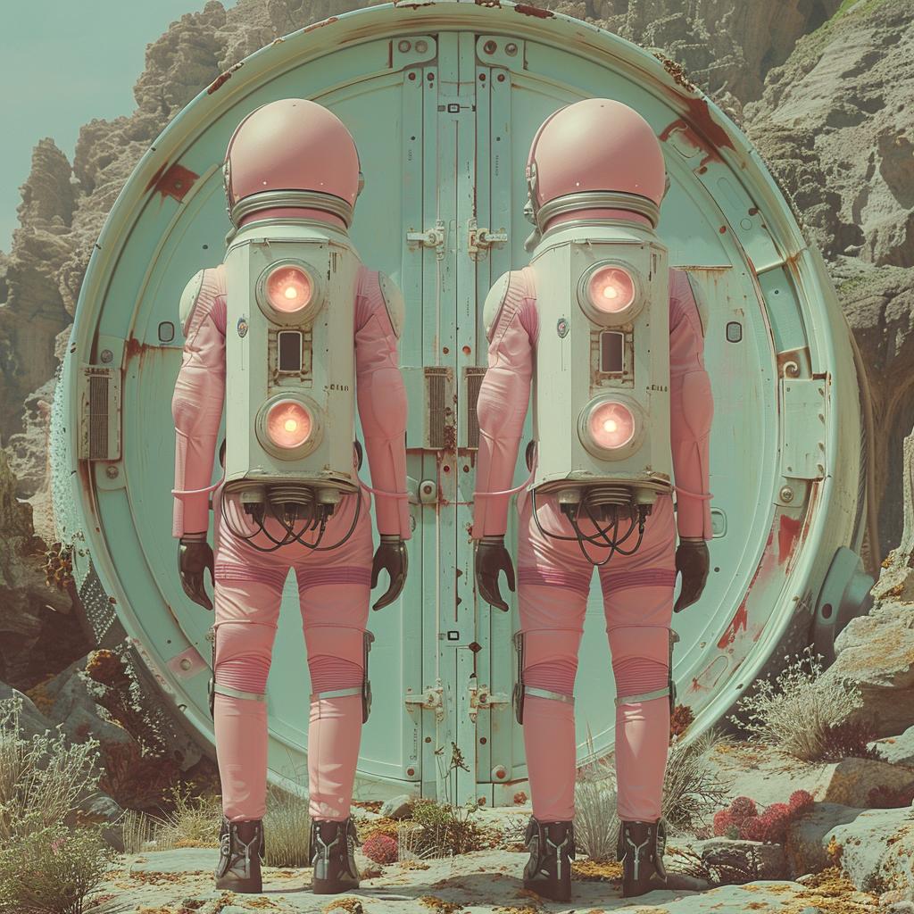 pink  teal  double  exposure  photo  people  suits  door  surreal  lighting 1029595