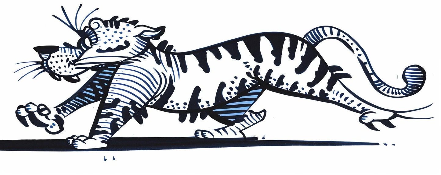 tiger  leaping  blue  stripe  drawing  wildlife  animal  dynamic  pattern  nature 1028069
