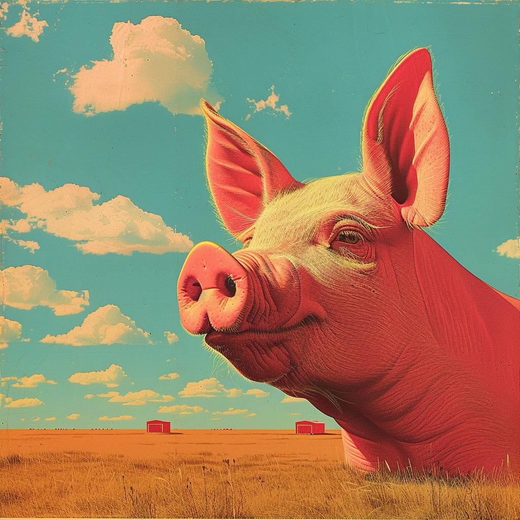 surreal  album  cover  pig  field  sky  creative  playful  imaginative  vivid 1017500