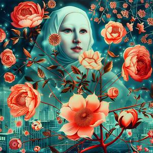 chromolithography  woman  headscarf  flowers  art  colorful  design  digital  nature  beauty 1050118