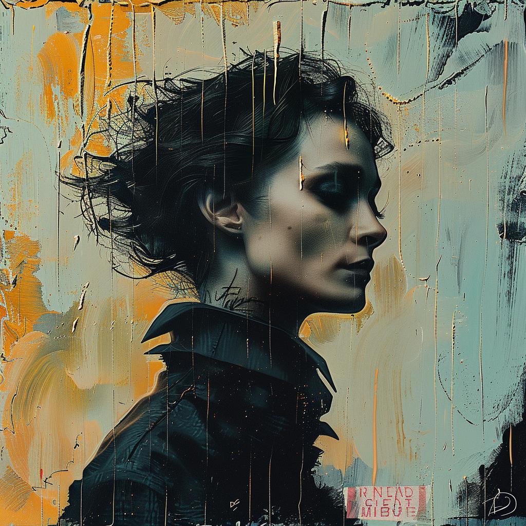 woman  black  hair  portrait  painting  artistic  expression  visual  details  color 950140