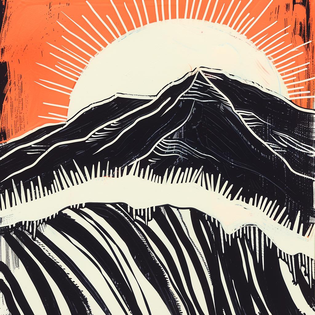 album  art  flowerpunk  mountain  sunrise  teal  orange  abstract  digital  landscape 941736