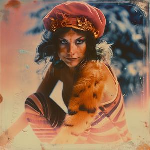 woman  red  hat  fur  coat  chromolithography  elegant  vintage  portrait  stylized 1048944