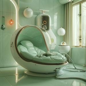 sphere  futuristic  decadence  green  room  fridge  white  sofa  pipes  design 1075380