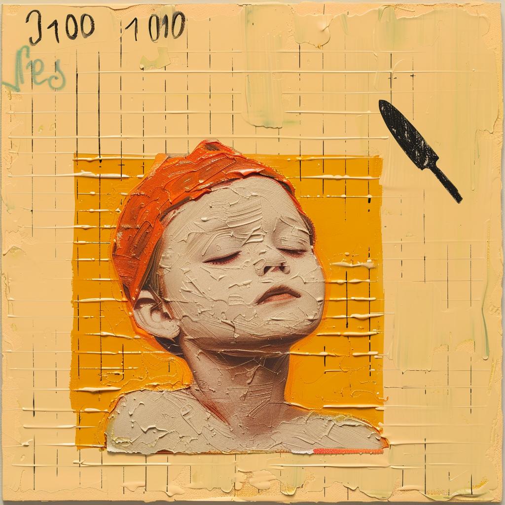 encaustic  paint  impasto  child  red  hat  colorful  expression  whimsical  texture 1016471