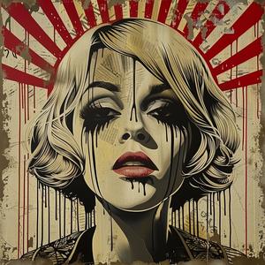 woman  dripping  makeup  painting  red  background  black  emotional  portrait  dramatic 1072288