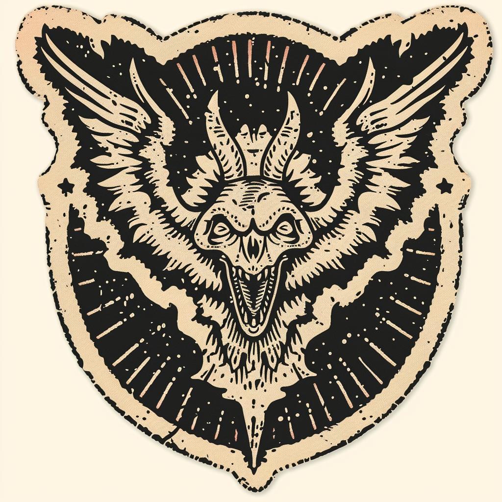 demon  wings  black  white  occult  badge  symmetrical  provocative  illustration  art 933440