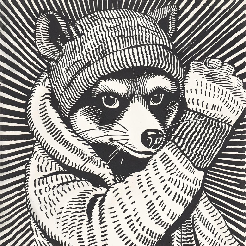 raccoon  drawing  hat  scarf  streetculture  minimalist  aggressive  anthropomorphic  animal  urban 959315