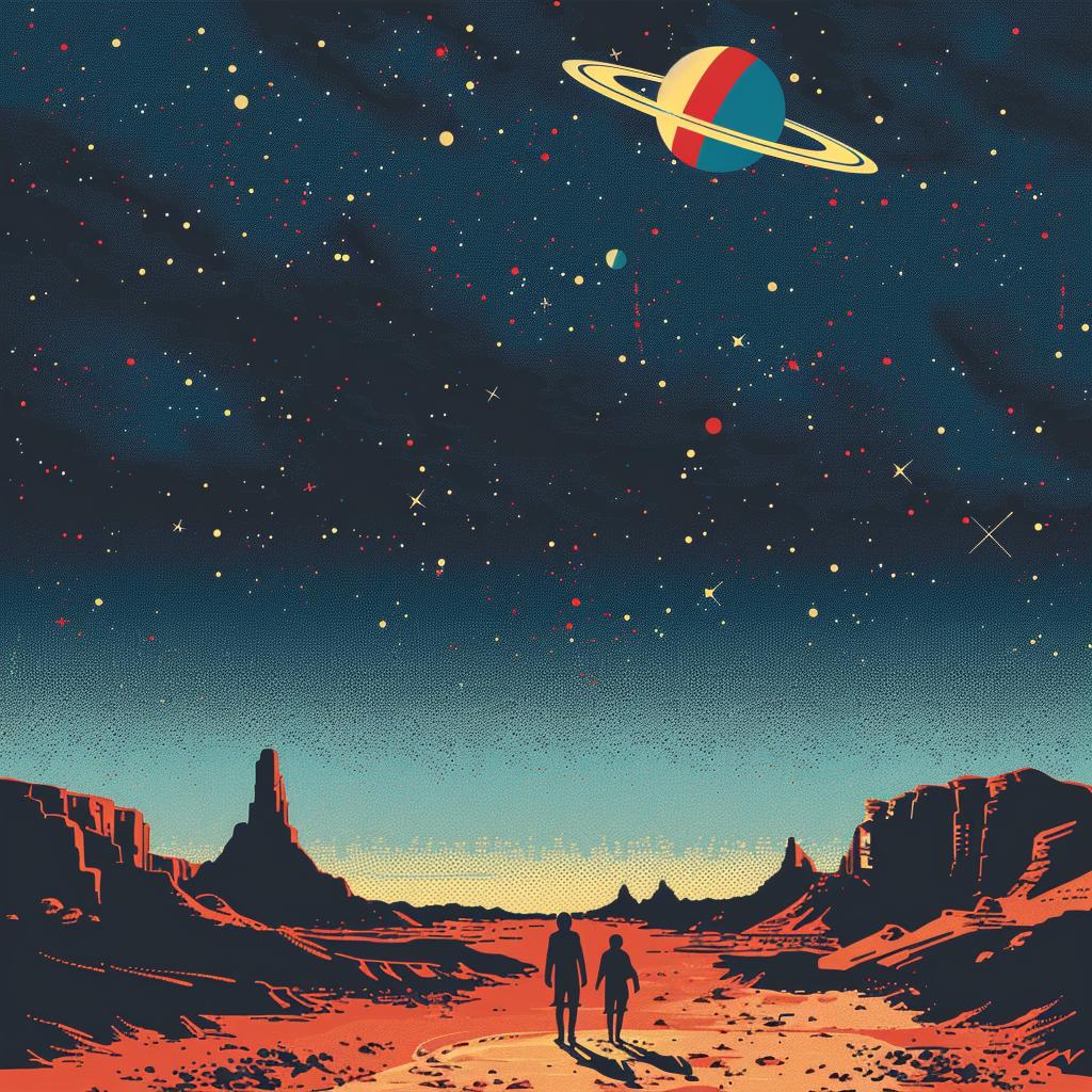 surreal  album  cover  moon  saturn  desert  dreamlike  fantasy  art  imagery 978458