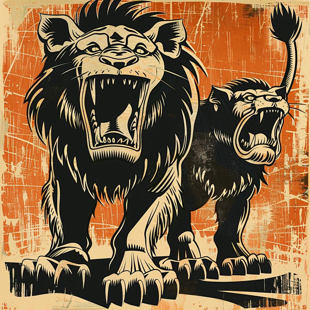 McFarlane  lion  poster  artwork  illustration  fantasy  two  standing  dynamic  vivid 929209