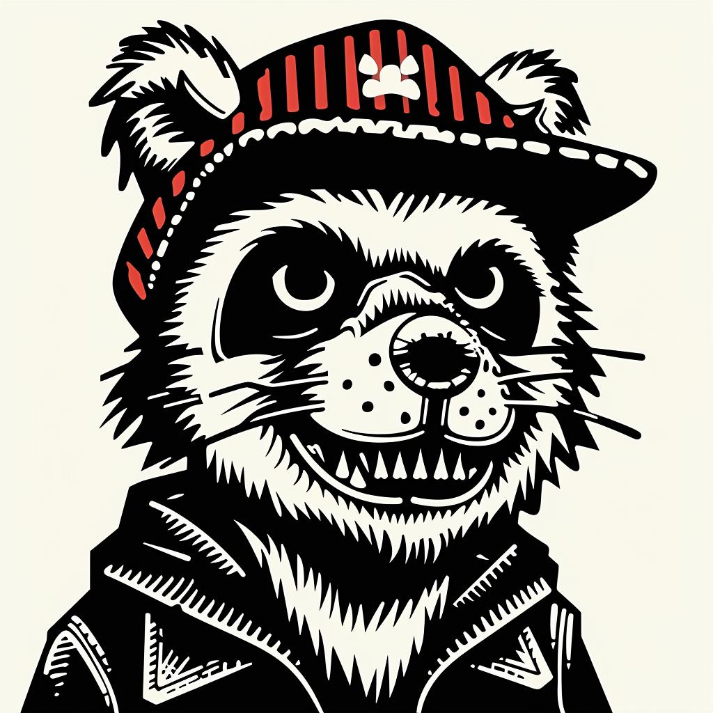 raccoon  hat  jacket  cartoon  whimsical  funny  animal  cute  illustration  character 939822