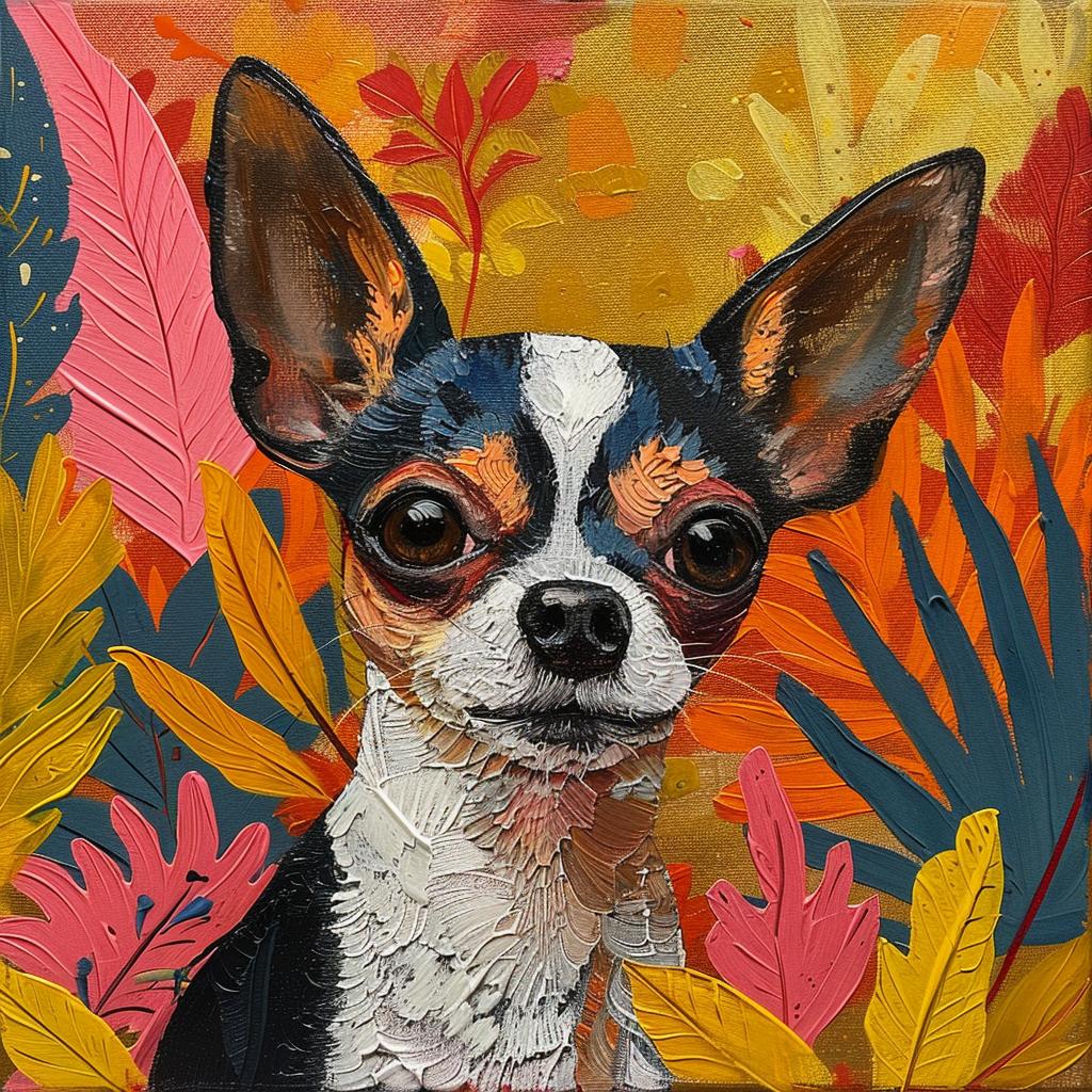 chihuahua  colorful  vibrant  textured  whimsical  countryside  faith-inspired  lush  composition  art 938628