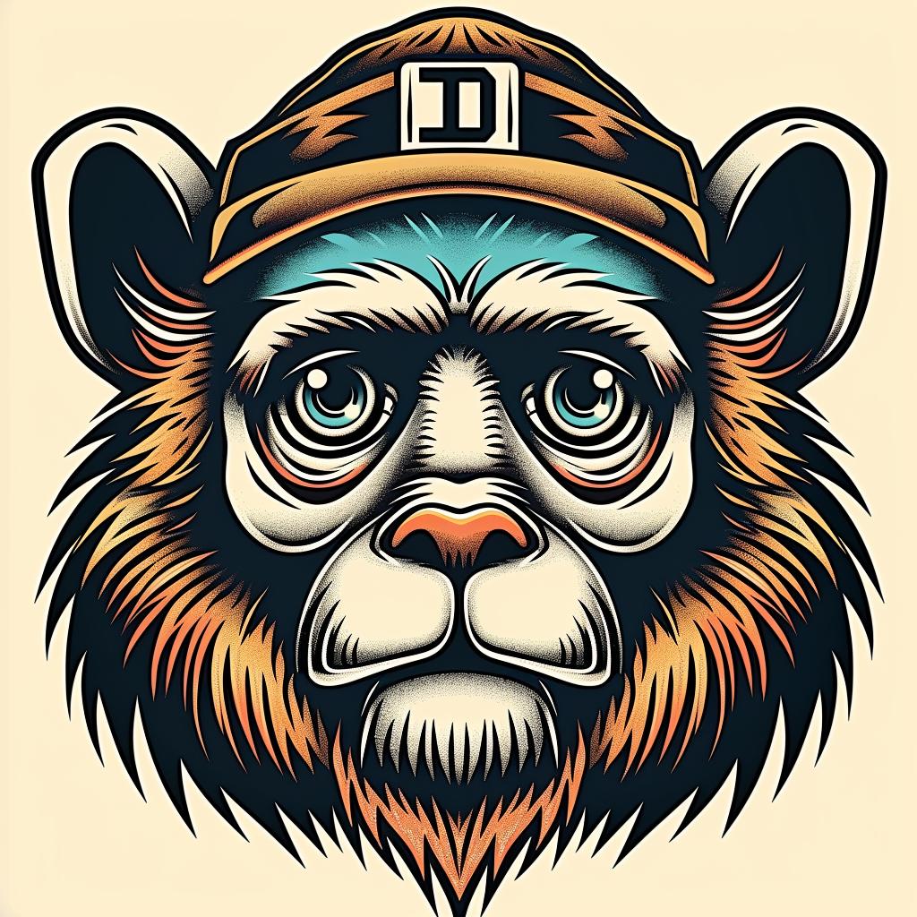 monkey  baseball  cap  animal  humorous  illustration  whimsical  character  stylized  playful 962373