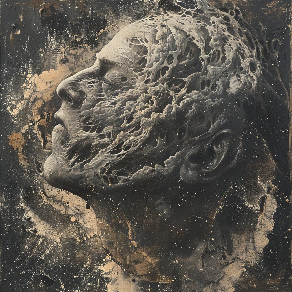 surreal  man  face  double  hyper-realistic  screenprinting  Agostino  Arrivabene  encaustic  artwork 959986