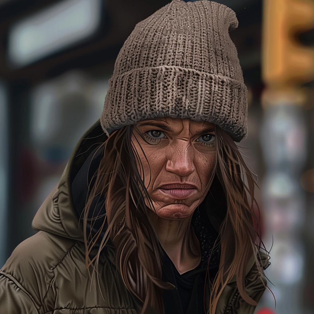 woman  beanie  jacket  streetwise  urban  painting  fashion  minimal  portrait  style 956719