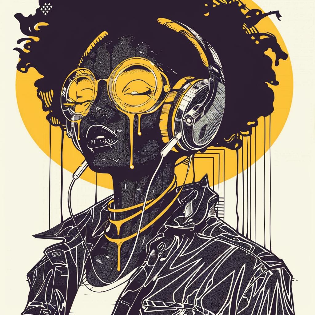PopArt  DJ  headphones  afro  makeup  yellow  TroyBrooks  white  art  character 939181