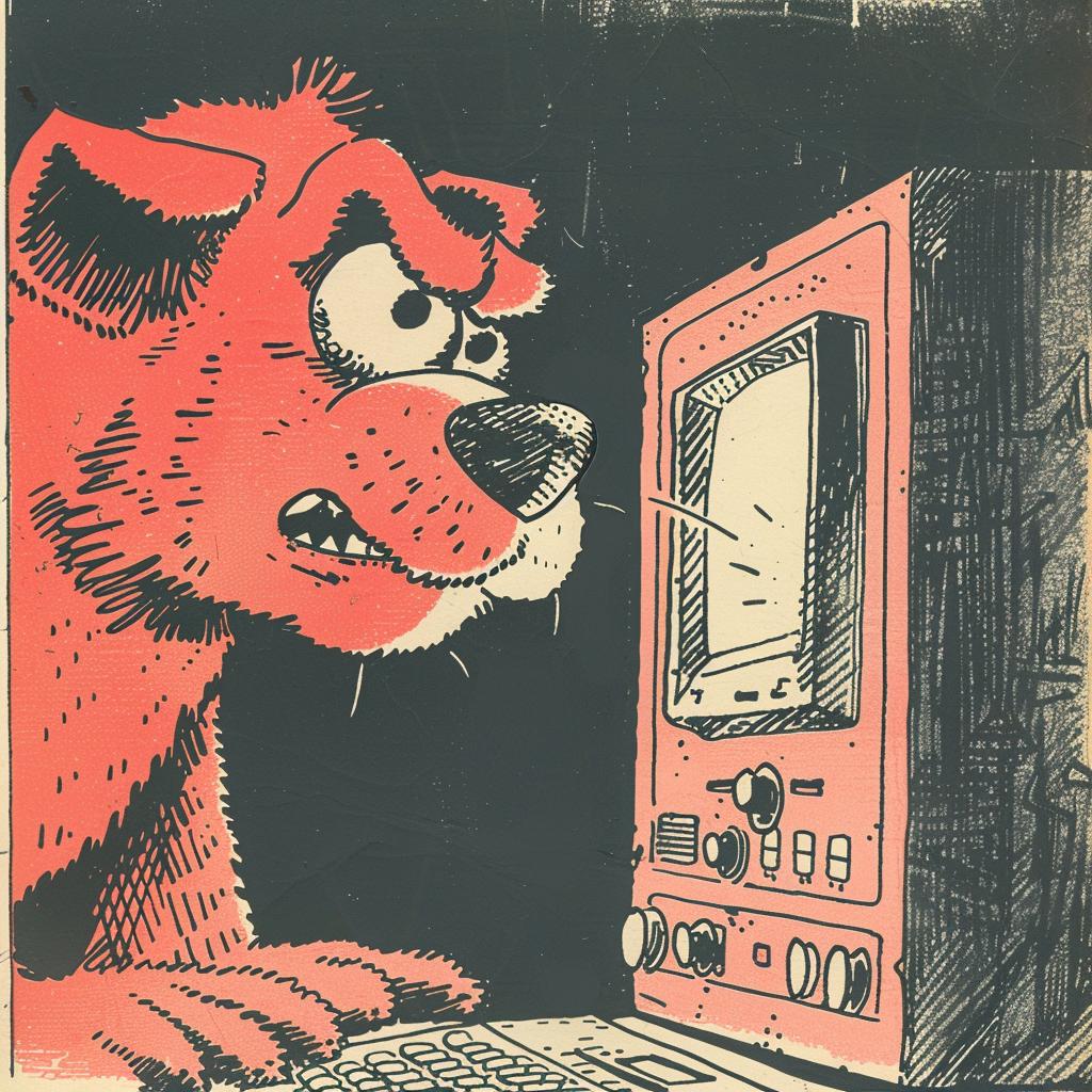 dog  computer  angry  Moebius  illustration  anthropomorphic  character  digital  humor  cartoon 923102