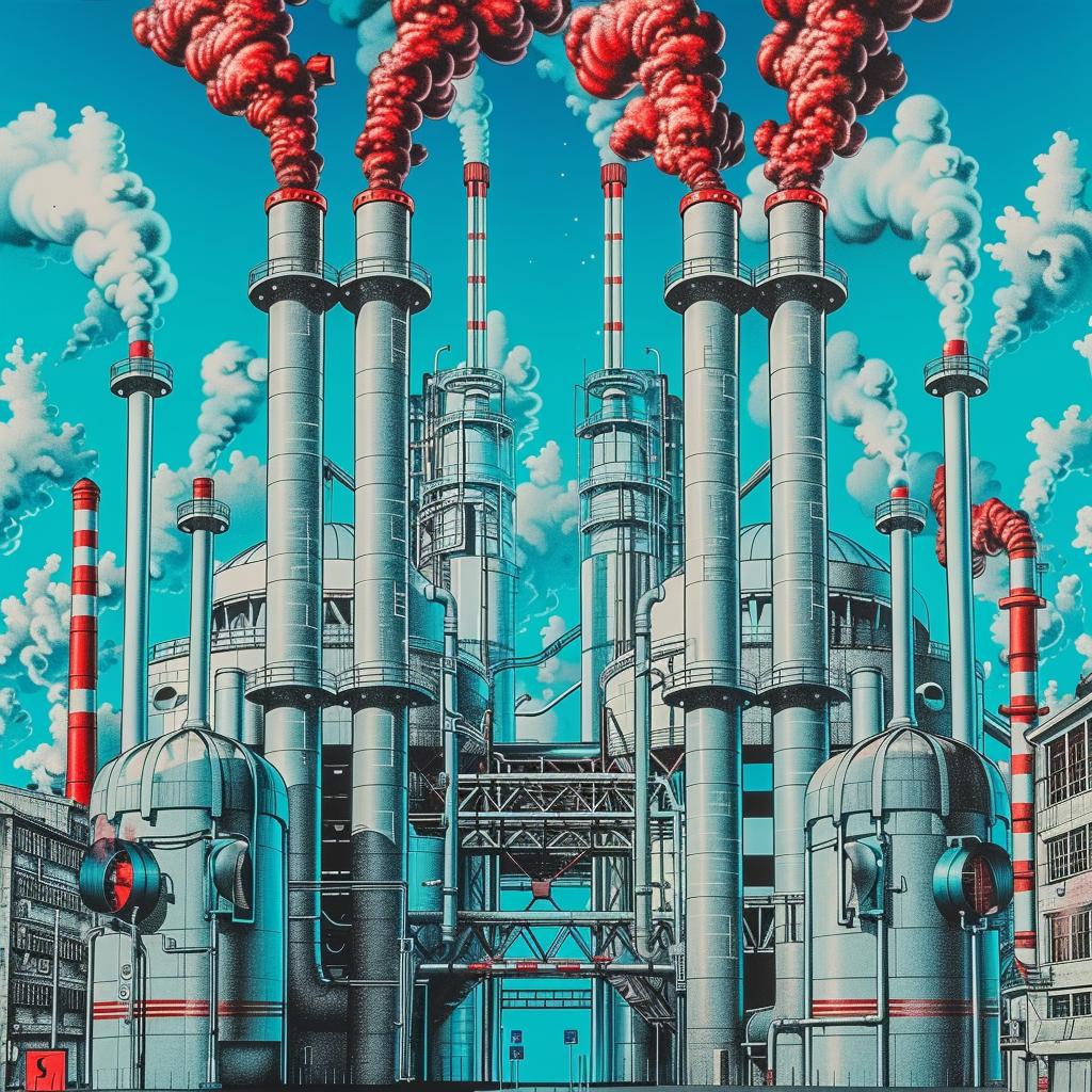 factory  futuristic  night  towers  smoke  concrete  industrial  pipes  cityscape  paint 944887