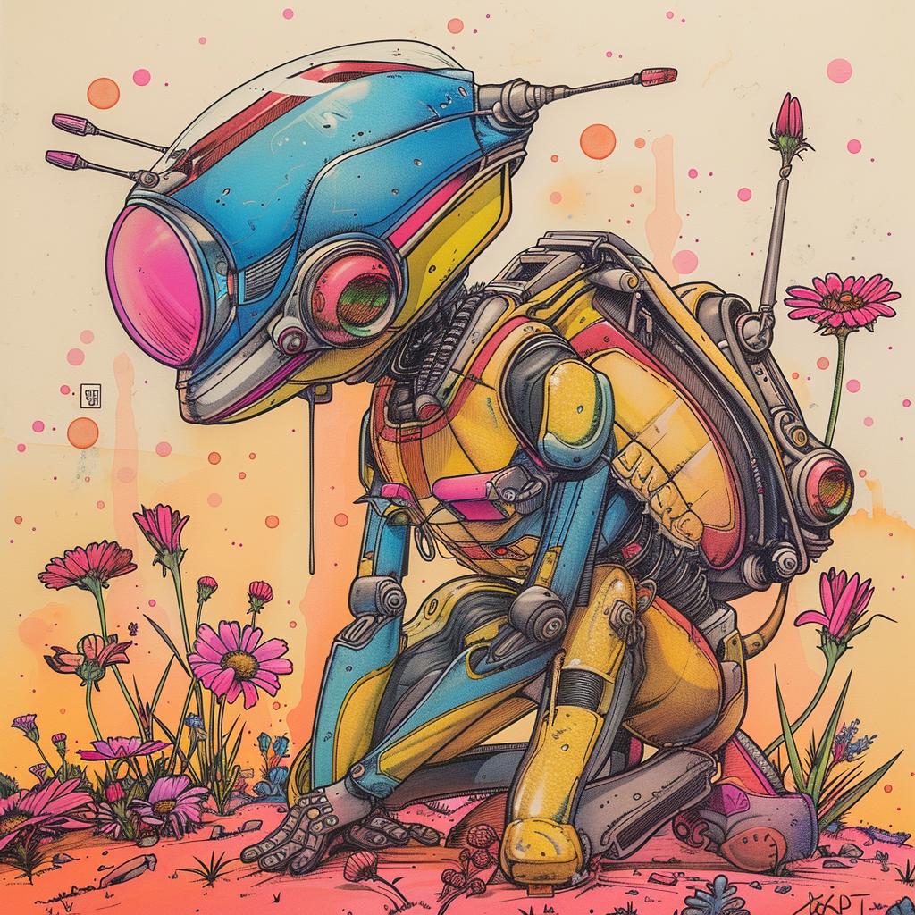 album  surreal  grasshopper  flowers  anthropomorphic  symbolist  risograph  screenprinting  flowerpunk  vibrant 925364