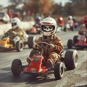 photograph  skull  boy  go-cart  racing  happy  smiling  1978  vintage  action 1074468