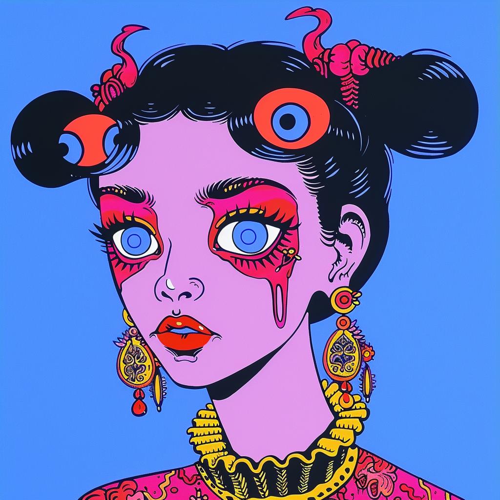japanese  horror  poster  painting  woman  eyes  earrings  art  graphic  stylized 1021666