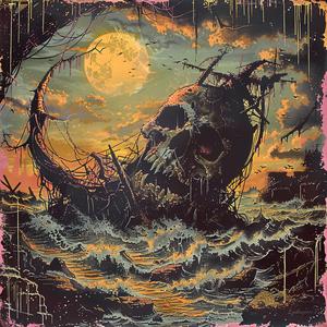 album  cover  ocean  chromolithography  dark  thematic  illustration  wave  death  machine 1054839