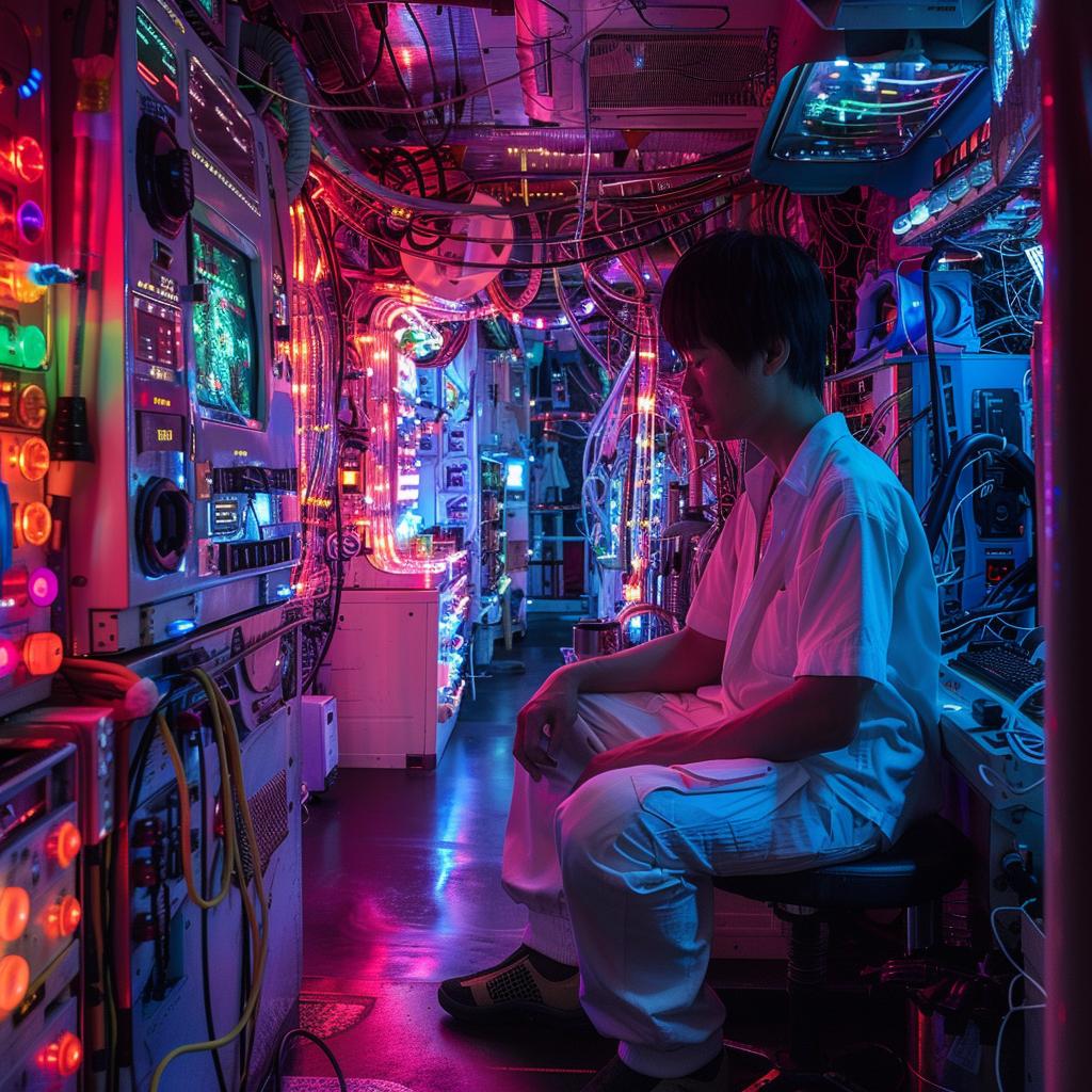 surreal  sci-fi  photo  neon  lights  man  room  glow  color  odd 965795