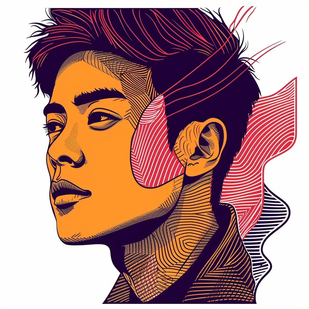PopArt  Portrait  AsianAmerican  Male  TiltedHead  Modern  WhiteBackground  Colorful  Design  Minimalist 937191